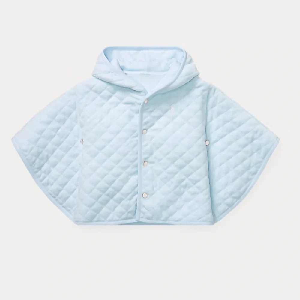Ralph Lauren Quilted Velour Hooded Cape 9 mo Beryl Blue